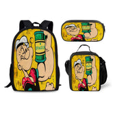 Popeye the Sailor Schoolbag Backpack Lunch Bag Pencil Case 3pcs Set Gift for Kids Students